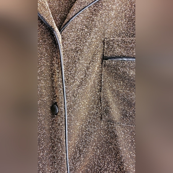 Nicole Miller Sparkle Bronze Pajamas Set Lounge Black Shorts size M - Picture 2 of 7